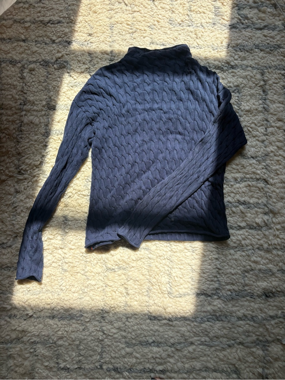 KULE Navy Cable-Knit Turtleneck Sweater
